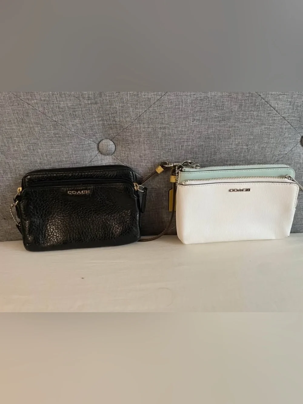 Coach Two-Piece Mini Crossbody Set - Black & White with Mint Trim